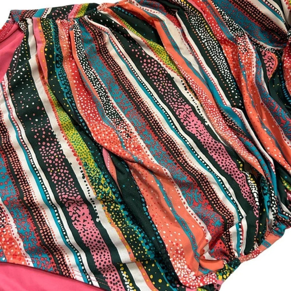 Anne Cole Women's Twist Front Shirred Multicolored One Piece Size 14 - Picture 9 of 12